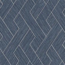 Ember Indigo Textured Geometric Basketweave Wallpaper