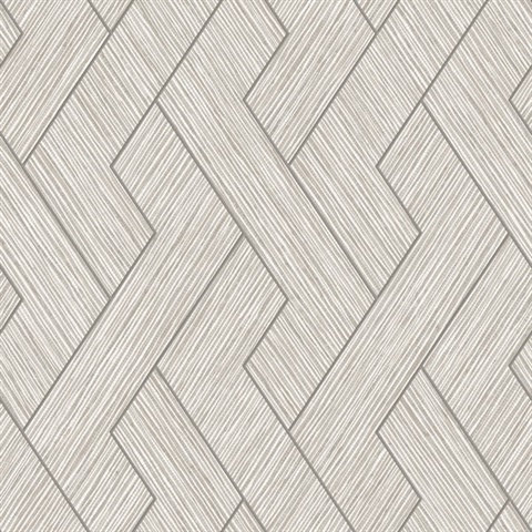 Ember Light Grey Textured Geometric Basketweave Wallpaper