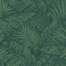 Emerald Palm Leaf Toile Wallpaper