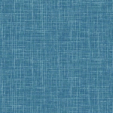 Emerson Blue Faux Linen Textured Wallpaper
