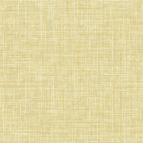 Emerson Yellow Faux Linen Textured Wallpaper
