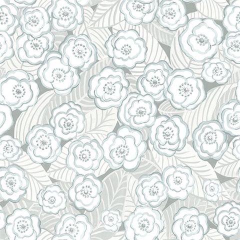 Emery Light Blue Floral Wallpaper