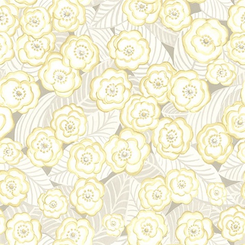 Emery Light Yellow Floral Wallpaper