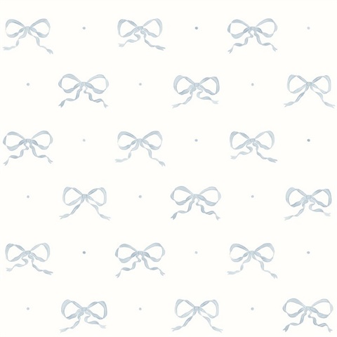 Emma Blue Heather Large Bow Wallpaper