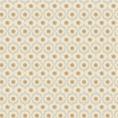 Emma Light Taupe Floral Medallion Wallpaper