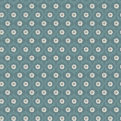 Emma Slate Blue Floral Medallion Wallpaper