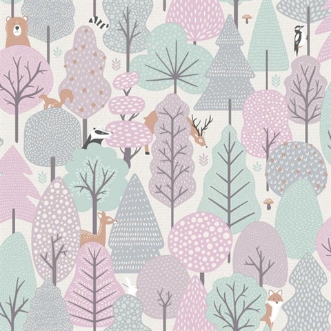 Enchanted Forest Pink Wallpaper