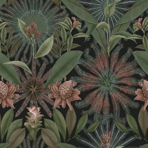 Enchanted Garden Green Tropical Wallpaper