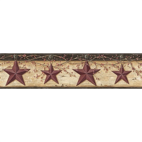 Ennis Maroon Rustic Barn Star Border