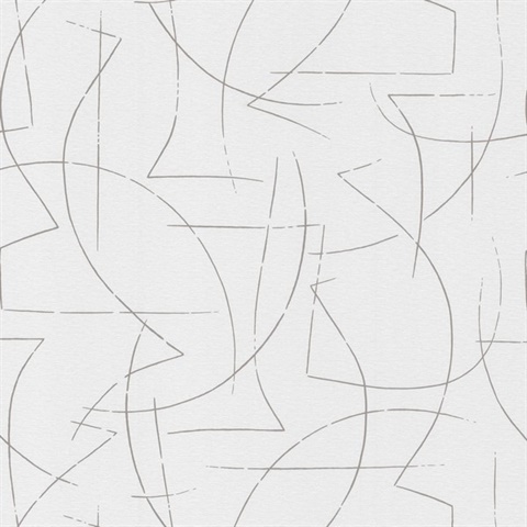 Enzo White Abstract 54" Commercial Grade Wallpaper
