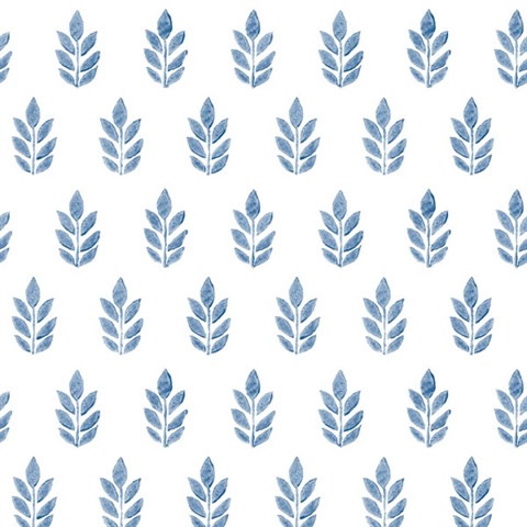 Ervic Blue Tulip Leaf Block Wallpaper
