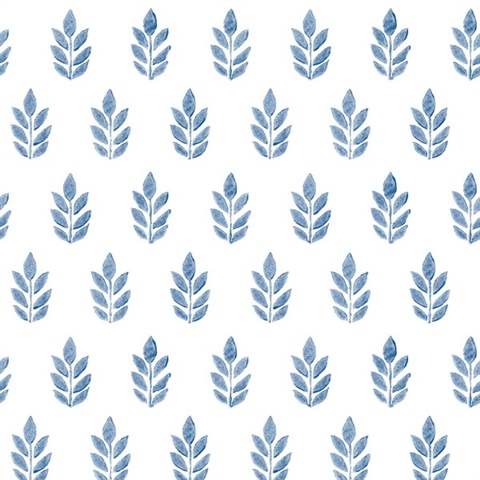 Ervic Blue Tulip Leaf Block Wallpaper