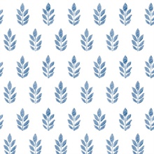 Ervic Blue Tulip Leaf Block Wallpaper