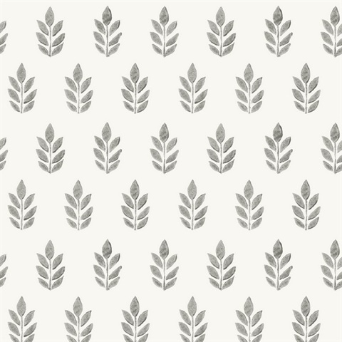 Ervic Charcoal Tulip Leaf Block Wallpaper