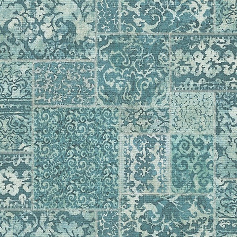 Esma Teal Vintage Carpet Wallpaper