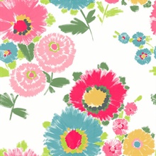 Essie Pink Painterly Floral Wallpaper