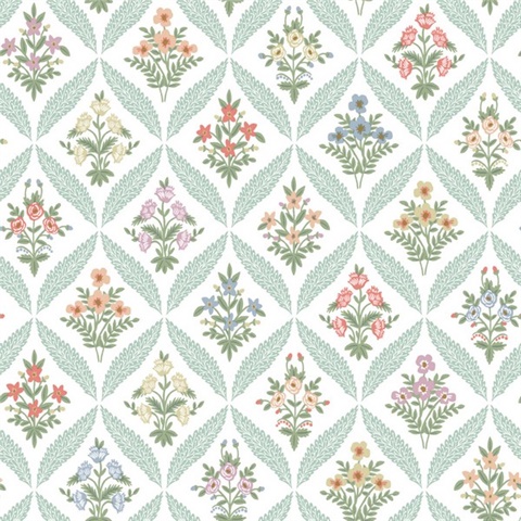 Estee Garden Pastel Floral Damask Wallpaper