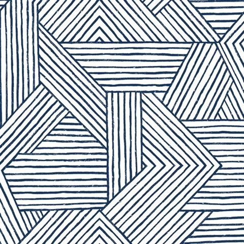 Etched Geometric Navy Blue Peel and Stick Wallpaper