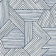 Etched Geometric Navy Blue Peel and Stick Wallpaper