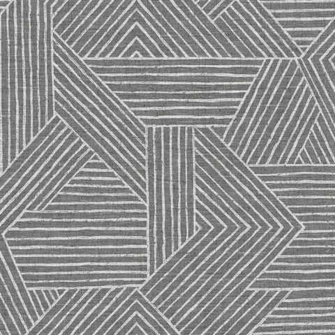 Etched Geometric Pewter Peel and Stick Wallpaper