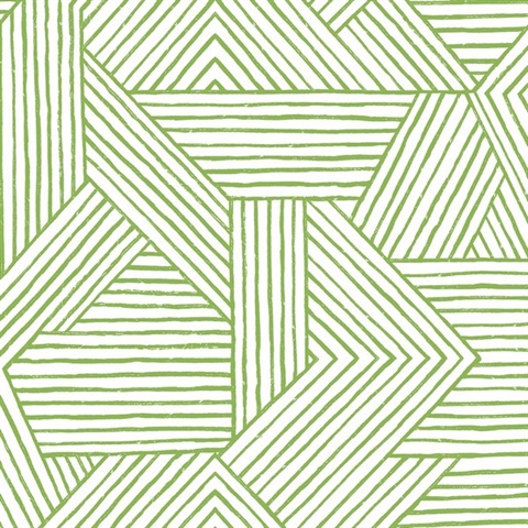 Etched Geometric Spring Green Peel and Stick Wallpaper