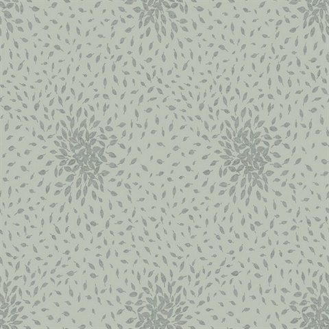 Eucalyptus & Silver Textured Scattered Leaves Wallpaper