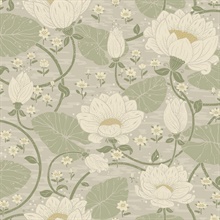 Eva Light Grey Lotus Dreams Large Floral Wallpaper