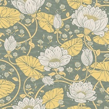 Eva Yellow Lotus Dreams Large Floral Wallpaper
