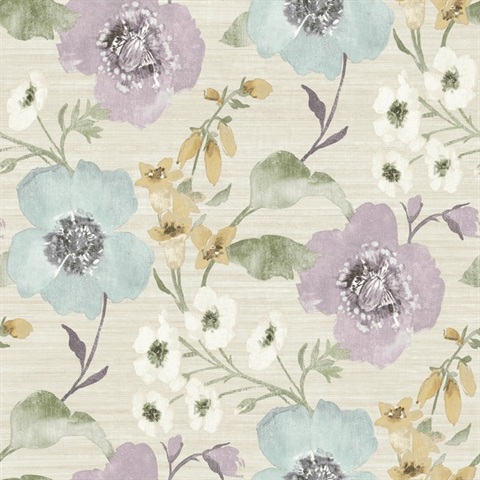 Evelyn Lavender Floral Wallpaper