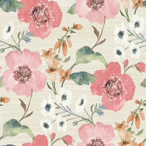 Evelyn Pink Floral Wallpaper