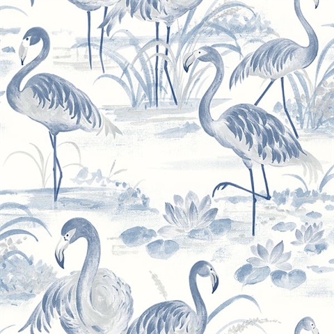 Everglades Blue Flamingos Wallpaper