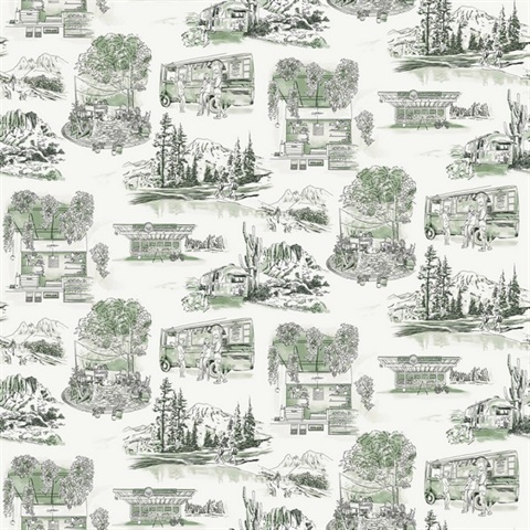 Evergreen Modern Vista Toile Wallpaper