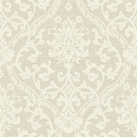 Evette Neutral Damask Wallpaper