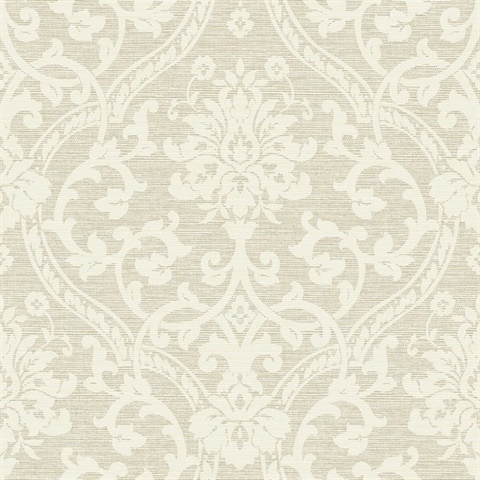 Evette Neutral Damask Wallpaper