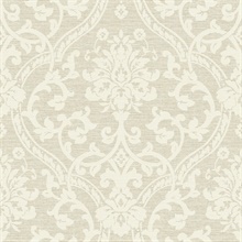 Evette Neutral Damask Wallpaper