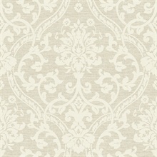 Evette Neutral Damask Wallpaper