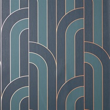 Ezra Blue Arch Geometric Wallpaper