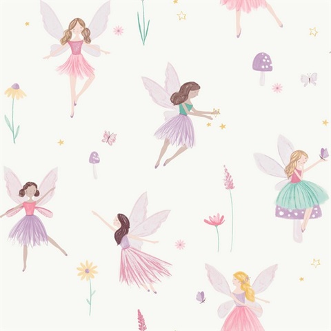 Fairy Friends Pink Enchanting Wallpaper