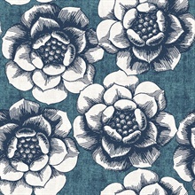 Fanciful Blue Floral Wallpaper