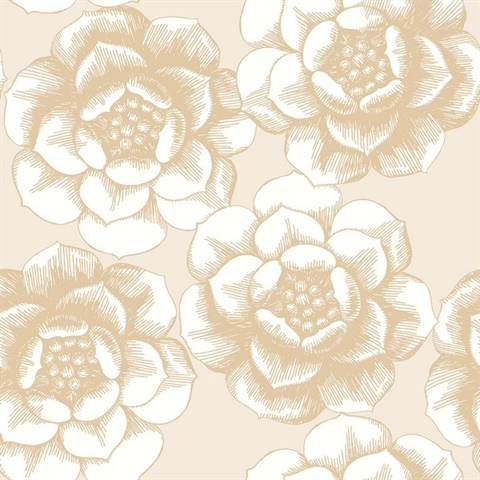 Fanciful Gold Floral Wallpaper