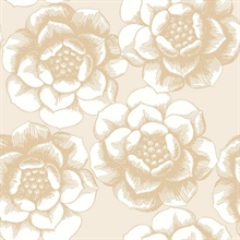 Fanciful Gold Floral Wallpaper