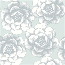 Fanciful Silver Floral Wallpaper