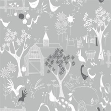 Farm Rise and Shine Grey Peel and Stick Wallpaper
