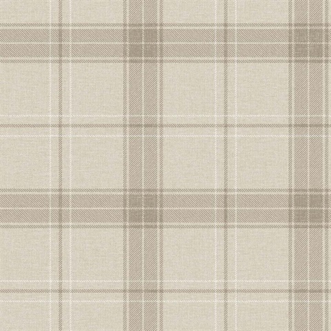 Fauna Almond Plaid Wallpaper