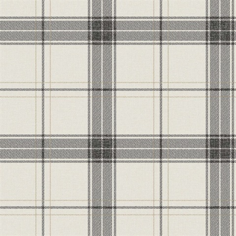 Fauna Black & White Plaid Wallpaper