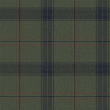 Fauna Olive Green Plaid Wallpaper