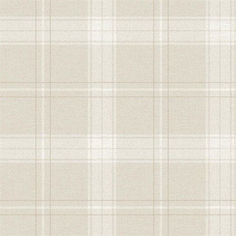 Fauna Sweet Cream Plaid Wallpaper