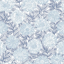 Faustin Navy Blue Floral Wallpaper