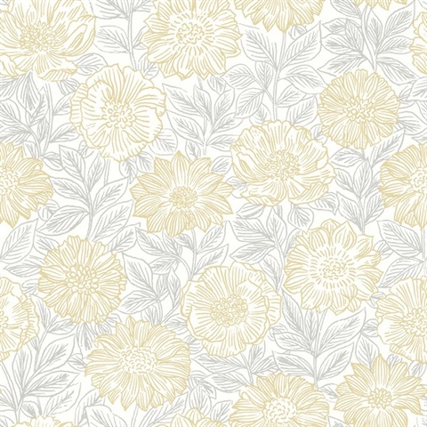 Faustin Yellow Floral Wallpaper