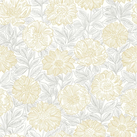 Faustin Yellow Floral Wallpaper